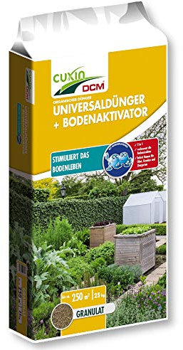 CUXIN DCM Universaldünger + Bodenaktivator - Granulat - mit Bacillus sp. - effektive Mikroorganismen - Gartendünger - Gemüsedünger-organischer NPK-Dünger -25 KG für 15qm