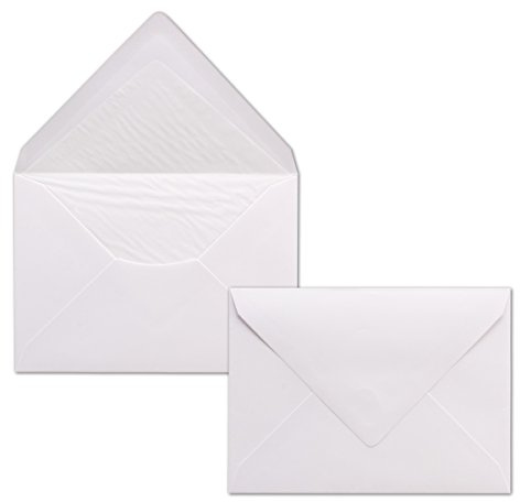 25 Brief-Umschläge Weiß - DIN C6 - gefüttert mit weißem Seidenpapier - 100 g/m² - 11,4 x 16,2 cm - Nassklebung - Ideal für Hochzeitseinladungen - NEUSER PAPIER