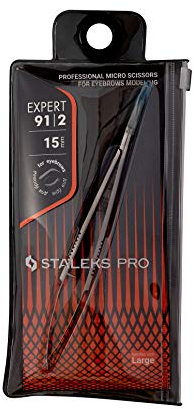 STALEKS Pro Expert Forbici professionali per modellare sopracciglia, lame lame 15 mm di affilatura manuale SE-91/2
