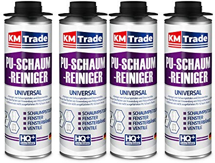 KM Trade PU-Schaum Reiniger - Schaumreiniger für PU-Schaumpistolen, Ventile & Oberflächen - 4 x 500 ml Dose