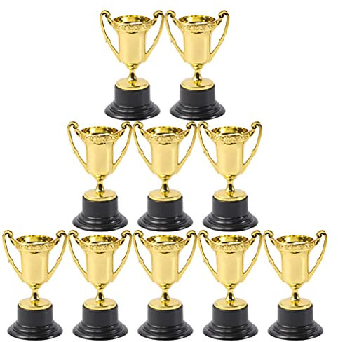 Toyvian 10 Stücke Kinder Pokal Mini Gold Trophäe Gsiegerpokal Zappeln Spielzeug Henkelpokal Mitgebsel Goldmedaille für Kinder Geburtstagsspiele Wettkampf Sportturniere Schulwettbewerbe