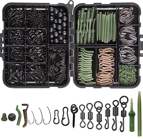 Karpfen Angeln Angelset Karpfen Haar Rigs Making Kit Inklusive Karpfen Schnellwechselwirbel Haken Angelperlen Hühneraugen Rig Tubing Karpfenangeln Angelzubehör Set