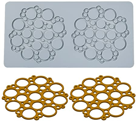 Alfombrilla de encaje de fondant, moldes de fondant de encaje en relieve, herramientas de borde de flores decorativas de moldes, 2 agujeros burbujas