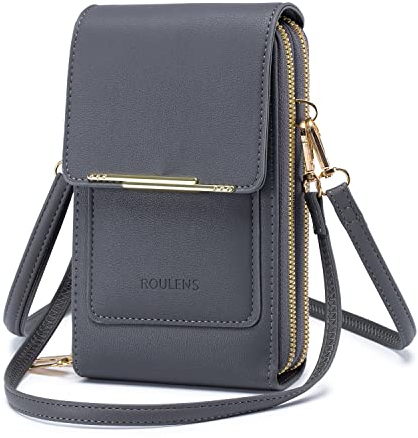 Roulens Klein Handy Umhängetasche,Damen Kleine Umhängetasche,PU Leder Crossbody Schultertasche Reisepass Handytasche mit Kartenschlitz Verstellbar Abnehmbar Schultergurt
