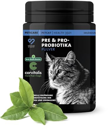 Peticare Katzen Präbiotika & Probiotika | Immunsystem stärken, Darmsanierung, Darmflora aufbauen | lindert Allergie-Anfälligkeit & Juckreiz | mit innovativem Corvitalis® Komplex - petCat Health 3501