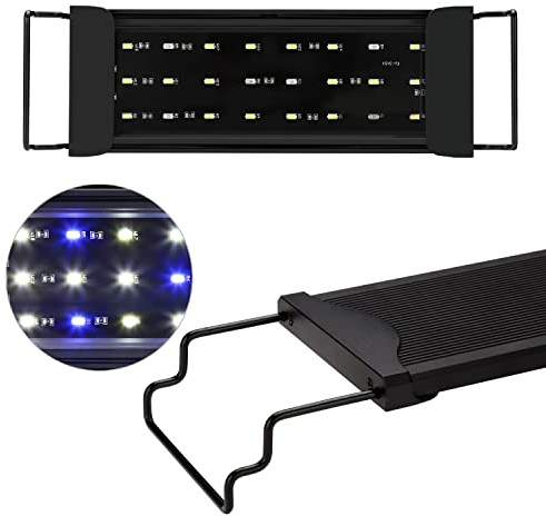 Sonnewelt LED Aquarium Beleuchtung,10W Aquariumbeleuchtung Lampe Weiß Blau Licht Aquarium Lampe mit Verstellbarer Halterung für 35-50cm Süßwasser-Aquarien