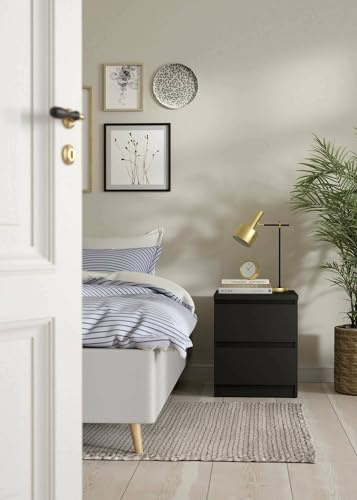 Dmora Comodino Garance, Comò Basso, Tavolino da Notte, Mensola da letto, 50x40 h50 cm, Nero