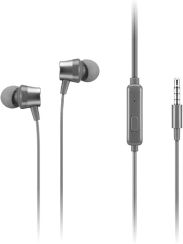 Lenovo - 110 Analog in-Ear Headphones - in-Line Microphone - 3.5mm Connectivity - Play & Pause Button - 3 Sizes of Ear Tips Included
