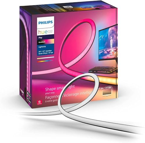 Philips Hue - Tira de luces led inteligente Hue Play Gradient para PC, 24-27, Luz Blanca y de Colores, sincroniza con el contenido de la pantalla