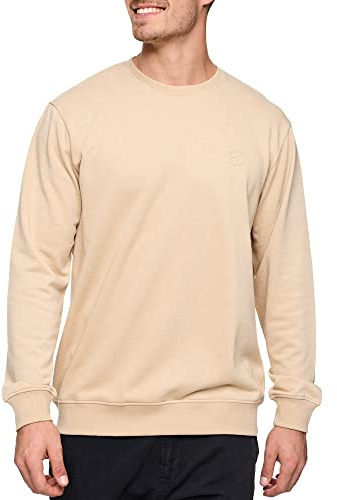 Indicode Herren Holt Sweatshirt aus Baumwollmischung | Sweater mit RIPP-Bündchen Pullover für Männer Irish Cream, XXL