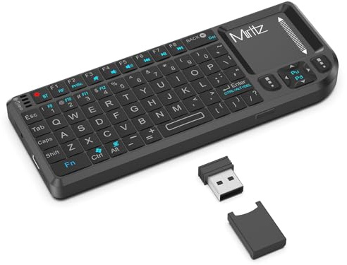 Mini tastiera wireless con touchpad, tastiera Bluetooth per iPad/tablet/PC/TV, dongle USB da 2,4 GHz e doppia modalità Bluetooth, portatile e leggera, lunga durata della batteria per i viaggi
