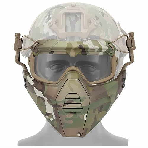 Fotrsta Airsoft Paintball Maske, Taktische Maske Vollgesichtsmaske Mit PC Augenlinse, Geteilte Schutzbrille Für Outdoor Sport Und Kriegsspiel Halloween Jagd CS Kriegsspiel Cosplay