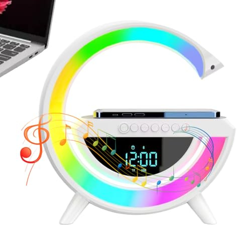 QARIDO Lampada da Atmosfera G, Lampada da Tavolo a LED Intelligente con Caricatore Wireless | Sveglia con Ricarica Wireless a LED, Luce Notturna sul Comodino per l'arredamento della Camera da Letto