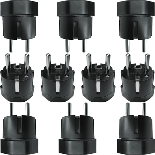 Socket adapter från Schweiz/Liechtenstein till EU - 3 stift till 2-stiftstyp DE/FR/IT/ES - för besökare från Schweiz (10 svarta delar)