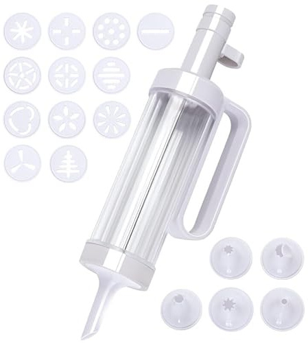 Jasfyee Biscuit Maker, Cookie Press Gun Kit With 12 Cookie Trays And 5 Frosting Nozzles, Biscuits Maker Machine For Biscuits Cake Decorating Kitchen Baking, Gift For Baking Lovers