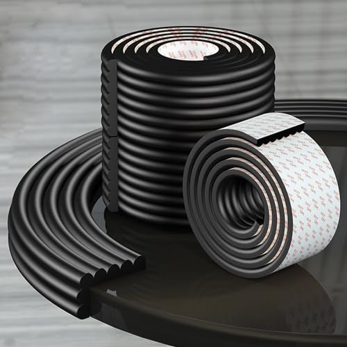 Edge Protector for Baby, Soft Foam Furniture Corner Guards, Desk Edge Cushion, Baby Proofing Bumper for Table, Fireplace - 6.5ft Black