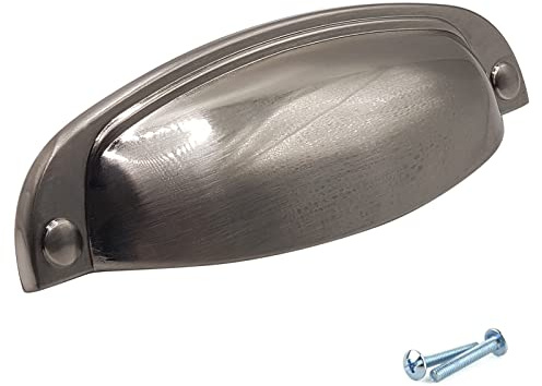 M4TEC Coquille Coupe Cuisine Armoire Porte Poignées Placard Tiroir Chambre Meubles Tirer Inox Brossé. Série VD8: Entraxe 96 mm pack de 10