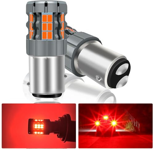 UPXSXT 2Pzas 1157 BAY15D P21/5W LED Luz de Freno Bombilla Roja, 30SMD 25W 4000LM 2057 2357 7528 CANBUS Libre de Errores Anti Hyper Flash de Repuesto para Bombilla Luz Trasera, Luz de Encendido Diurno