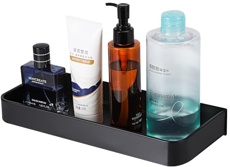 YuanbaoTt Duschablage Ohne Bohren Schwarz, Duschregal Ohne Bohren, Badregal Wandregal Ohne Bohren, Aluminium Dusche Shampoo Halterung für Dusche Halterung, Küche Schlafzimmer Badezimmerregale