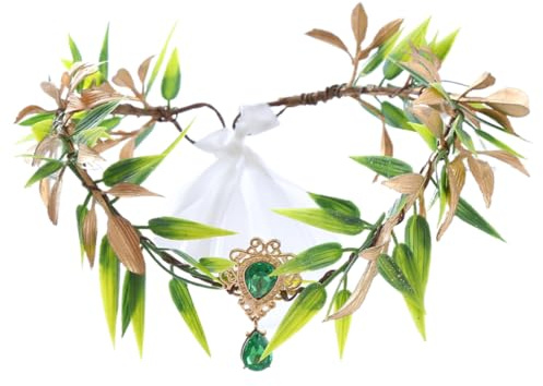 Holibanna Haarreif Für Frauen Blattkrone Stirnband Feen-haarschmuck Für Damen Grünes Blumen-stirnband Braut-kopfschmuck Dekoration