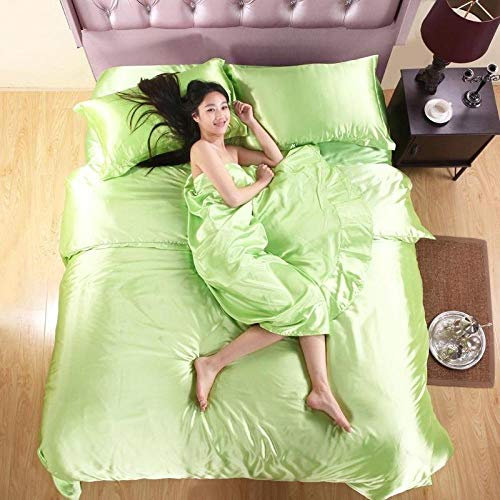 Luxuriöses Bettwäsche-Set aus reiner Satin-Seide, Queen-Size-Größe, inklusive Bettlaken, Bettbezug und Steppdecke, weiches und glattes Heimtextil-Bettwäsche-Set