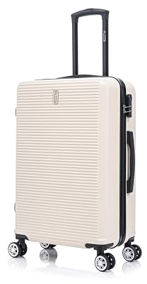 CELIMS - Valigia Media 20 kg Rigida Leggera | Valigia da Stiva 65cm Donna | Lucchetto Integrato | ABS | Trolley Medio 65cm con 4 Ruote | Beige