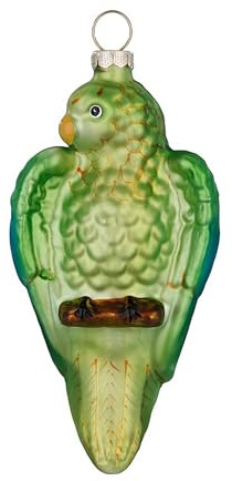 Christbaumschmuck Glas 10,5cm - Wellensittich Figur zum Aufhängen - handbemalt - Weihnachtsbaum Anhänger für Weihnachten - Christbaumanhänger & Weihnachtsbaumschmuck - Vögel Grün