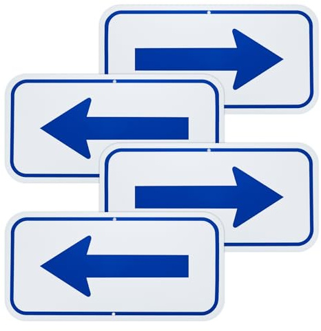 M METERXITY 4-Pack Blue Arrow Signs 12x6 Aluminum, White On Blue