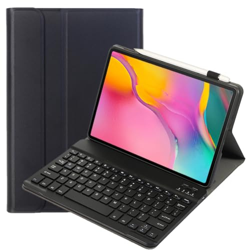 leleyo Funda con Teclado para Samsung Galaxy Tab A 10.1 (T510/T515), Capa Teclado Inalámbrico Magnético QWERTY Desmontable para Tab A 10.1 (2019), Negro