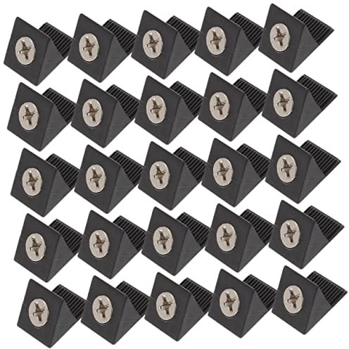 IWOWHERO 106pcs Drawer Bottom Corner Brace and Mending Wedges Repair Kit Screws Plastic Furniture Reinforcement for Dresser and Cabinet Shelf Support Black