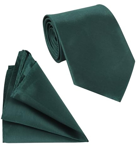 Anpassa Pro mäns slips och ficknäsduk set, klassisk satin premium enfärgad slips näsduk set för män, bröllopsfest formellt affärer arbete klassiska slipsar för män slipsar gåvor 8 cm, Mörkgrön, en