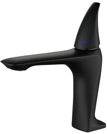 Bathroom Faucet Single Handle hot and Cold Mixer Faucet Modern Single Hole Basin Faucet on washbasin (Color : Black Short B)