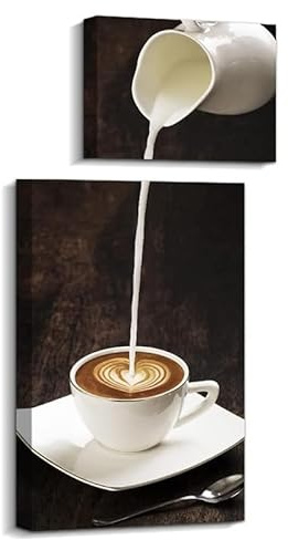 burkfeeg Set di 2 Coffee Pictures Wall Picture, Moderni Quadri per Cucina Decorazioni da Parete con Quadro, Kitchen Pictures Wall Picture per Soggiorno Salotto Camera da Letto Ufficio Bar Ristorante