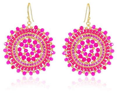 Perlenohrringe für Damen, Sommer, Perlen, Kristalle, Glasperlen, baumelnd, Bohemia, Strand, Statement-Ohrringe, Glas, Kein Edelstein