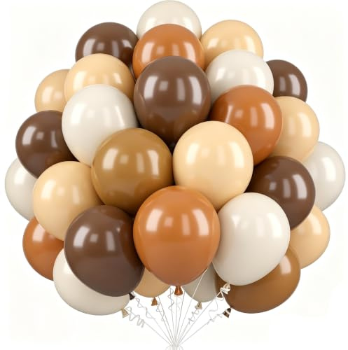 UDRKFOPK Luftballons Beige Braune, 60 Stück 12 Zoll Braune Luftballons Geburtstag,Beige Latexa Bllons für Hochzeit Geburtstag Jahrestag Partydeko Dekoration