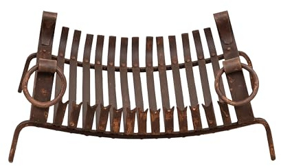 Biscottini Braciere in Ferro Battuto per Camino | Barbecue da giardino | Design Rustico Anticato con Anelli Laterali | Griglia Portalegna Decorativa per Interni ed Esterni | Brucialegna Attizzatoio