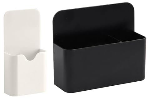 Funalix Lot de 2 Porte-stylos Magnétiques,Porte-Marqueurs,Boîte de Rangement Magnétique - Pour Tableau Blanc/Réfrigérateur/Bureau/Maison(Noir/blanc)