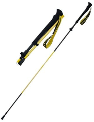Bastone da trekking in fibra di carbonio 3K, telescopico a 3 sezioni, ultraleggero, per uomo e donna, regolabile, per escursioni, campeggio, avventure all'aria aperta (giallo, 110-150 cm)