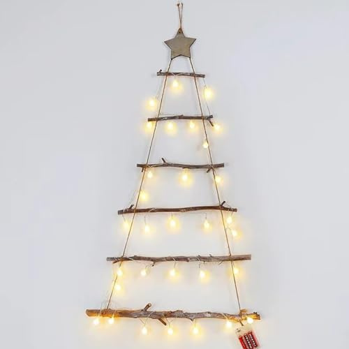 Decoración navideña de Pared, árbol de Navidad de Madera de 7 Niveles para Colgar en la Pared con Estrella en la Parte Superior para decoración Personalizada, árbol de Navidad, Ventana, Puerta, e