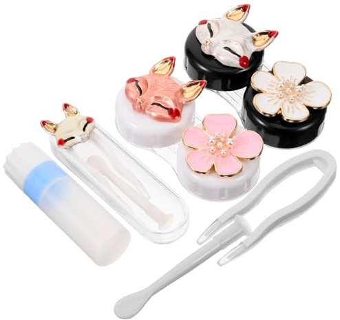 COLLBATH Portable Cute Storage Box with Tool Kit Compact Travel Case for Colored Contacts Lightweight Dual Compartment Holder for Outdoor Use and Lens Protection