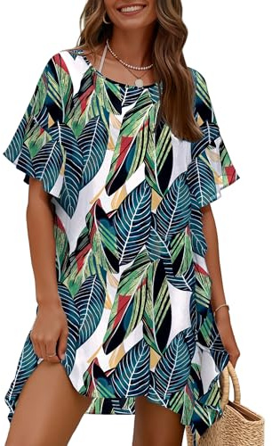Ekouaer Beach Cover Ups for Women Floral Beachwear Summer Beach Dress