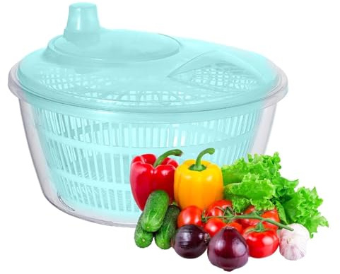 salad spinner， Easy spinn Colander, Practical Safe Salad Spinner Lettuce Cleaner for Vegetables Greens(Blue)
