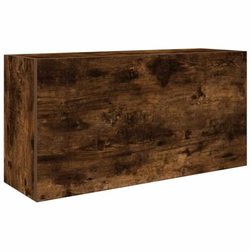 GeenYuu Armadietto da bagno da parete in legno di rovere affumicato, 80 x 25 x 40 cm, con porta e vano portaoggetti, mobile da bagno per lavandino e WC degli ospiti, versatile mobiletto sottolavabo