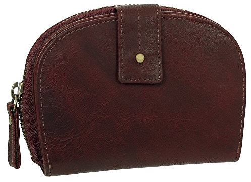 Luxus Leder Damen Geldbörse Portemonnaie Geldbeutel mit Reißverschluss 13,5 cm Farbe Rot