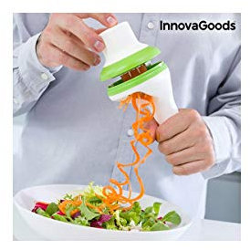 InnovaGoods Gemüseschneider Spirale 3 in 1, Edelstahl, Weiß und Grün, 9 x 9 x 21 cm