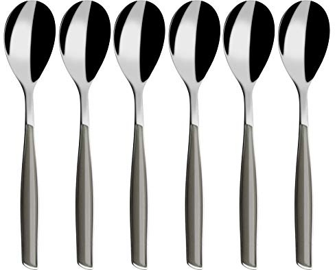 BUGATTI, Glamour, Lot de 6 cuillères à café en Acier Inoxydable 18/10 et poignée Argent, moulure Pro-Tech System, va au Lave-Vaisselle