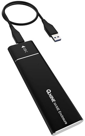 QNINE M2 SSD Gehäuse, NVME Gehäuse, M.2 PCIe SSD (M-Key) to Externes USB 3.0 Adapter, Unterstützung für Samsung 960 970 Evo Pro/WD Schwarz NVME SSD und mehr