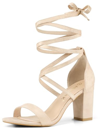 Allegra K Sandalen Zum SchnüRen Damen High Heels Schnürung Beige 39