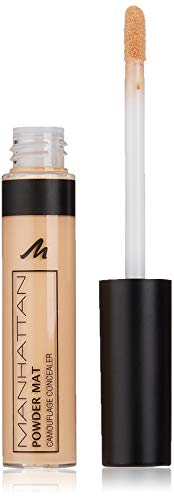 Manhattan Powder Mat Camouflage Concealer, 200 Light, Mattierender Creme-Concealer mit Applikator gegen Augenringe und Hautunreinheiten, 1 x 7ml