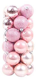 24pcs Bolas De Navidad Adornos De Plástico Irrompibles Las Decoraciones del árbol con El Gancho De Bola Colgante Rosa 1,5 Pulgadas